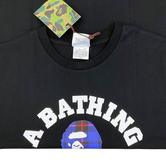 BAPE Logo Check College T-shirt Black Blue | A Bathing Ape - Picture 4 of 6